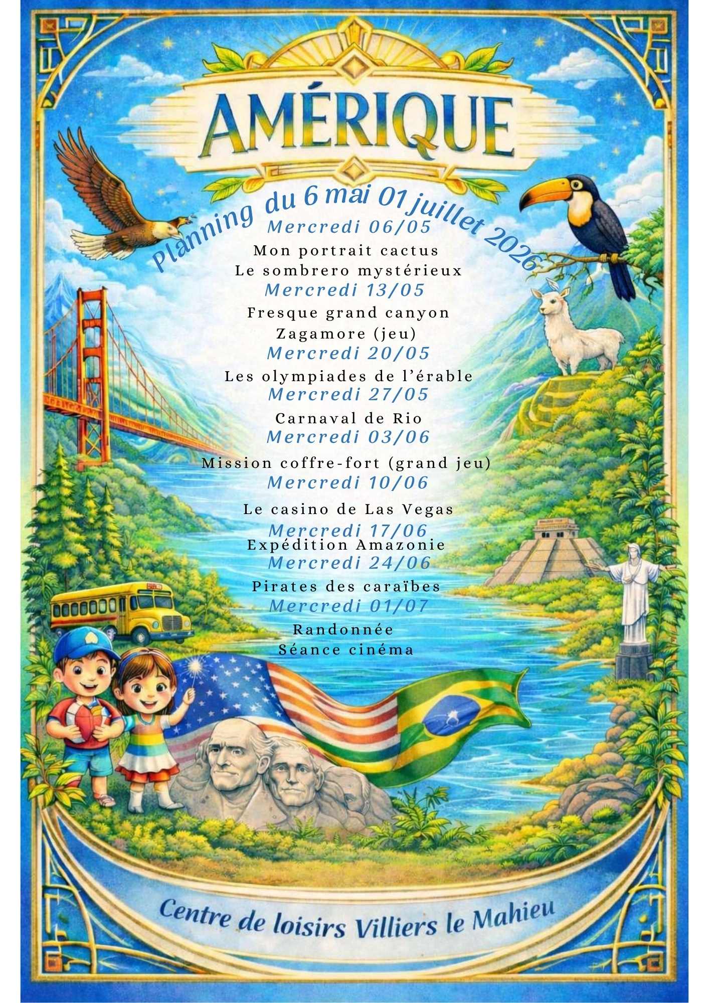 Centre périscolaire - Planning du 6 mai au 1er juillet