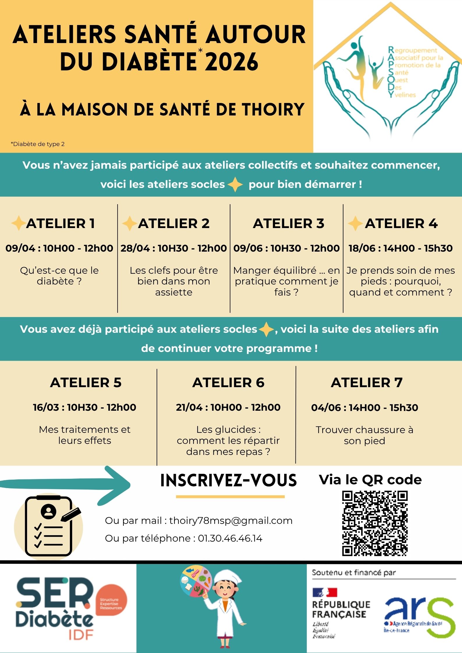 Ateliers santé autour du diabète 2026 - Maison de Santé de Thoiry