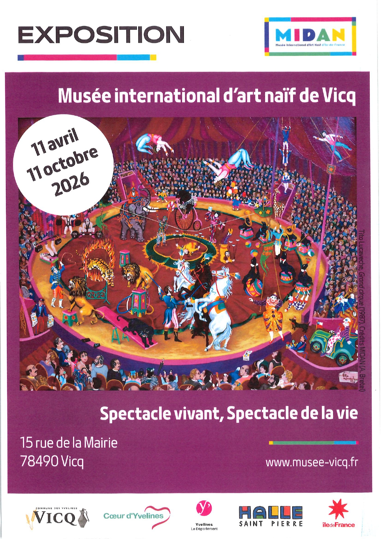 Le Musée d'Art Naïf de Vicq vous donne rendez-vous le dimanche 11 octobre 2026 pour une journée placée sous le signe de l'art et de la découverte.